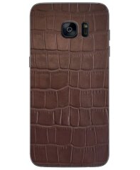 Кожаная наклейка Glueskin для Samsung Galaxy S7 edge - Brown Croco