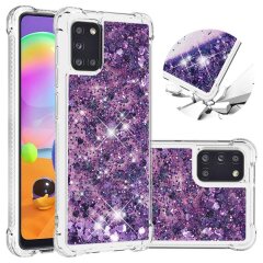 Силиконовый (TPU) чехол Deexe Liquid Glitter для Samsung Galaxy A31 (A315) - Purple