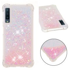 Силиконовый (TPU) чехол Deexe Liquid Glitter для Samsung Galaxy A7 2018 (A750) - Pink