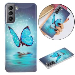 Силіконовий (TPU) чохол Deexe LumiCase для Samsung Galaxy S21 FE (G990) - Blue Butterfly