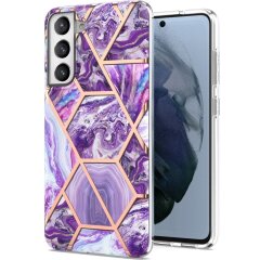 Защитный чехол Deexe Marble Pattern для Samsung Galaxy S21 FE (G990) - Dark Purple