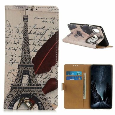 Чехол Deexe Life Style Wallet для Samsung Galaxy A30 (A305) / A20 (A205) - Eiffel Tower and Quill pen
