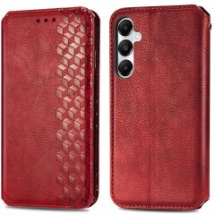 Чехол Deexe Rhombus Wallet для Samsung Galaxy A55 (A556) - Red