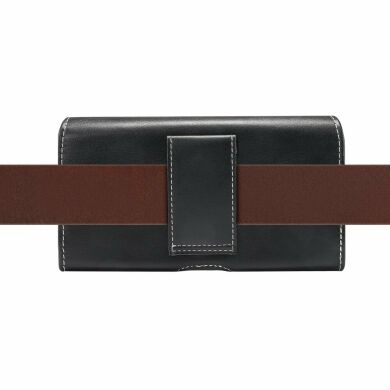 Кожаный чехол для Deexe Belt Pouch для смартфонов - M - Black