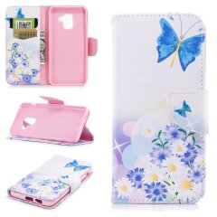 Чехол-книжка Deexe Color Wallet для Samsung Galaxy A8 2018 (A530) - Butterfly in Flowers D