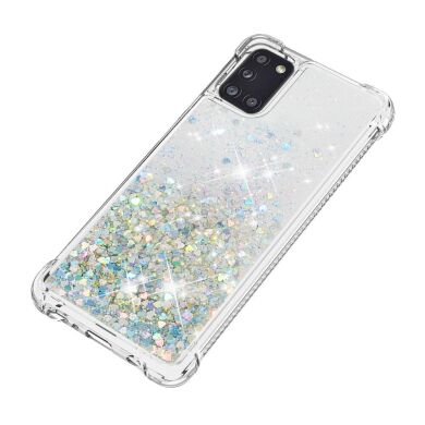 Силиконовый (TPU) чехол Deexe Liquid Glitter для Samsung Galaxy A31 (A315) - Silver