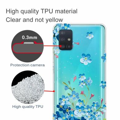 Силиконовый (TPU) чехол Deexe Pretty Glossy для Samsung Galaxy A31 (A315) - Blue Flowers