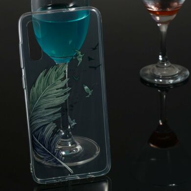 Силиконовый (TPU) чехол Deexe Pretty Glossy для Samsung Galaxy A70 (A705) - Feather and Bird