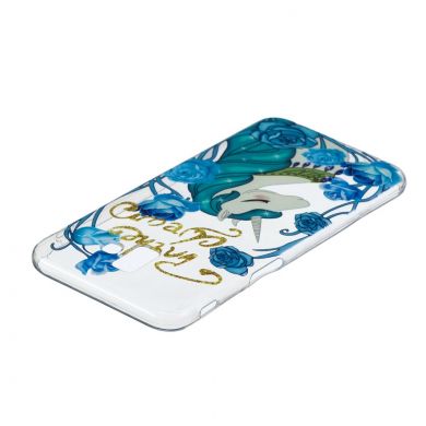 Силиконовый (TPU) чехол Deexe Pretty Glossy для Samsung Galaxy J6+ (J610) - Unicorn and Blue Flower