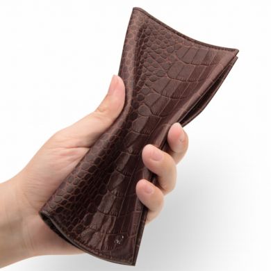 Кожаный чехол-портмоне QIALINO Crocodile Wallet - Black