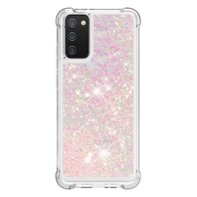 Силиконовый (TPU) чехол Deexe Liquid Glitter для Samsung Galaxy A02s (A025) - Pink