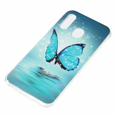 Силиконовый (TPU) чехол Deexe LumiCase для Samsung Galaxy A40 (А405) - Blue Butterfly
