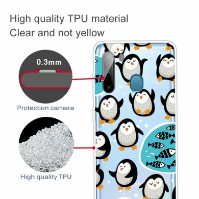Силиконовый (TPU) чехол Deexe Pretty Glossy для Samsung Galaxy A21 (A215) - Penguin