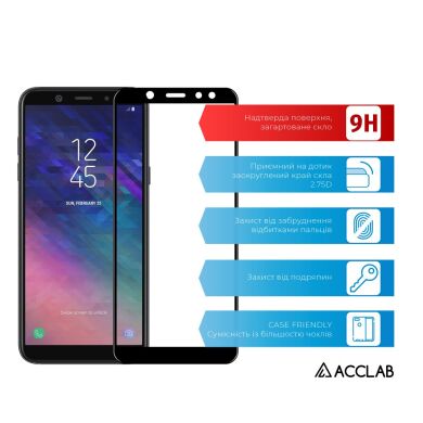 Защитное стекло ACCLAB Full Glue для Samsung Galaxy A6+ 2018 (A605) - Black