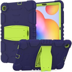 Защитный чехол Deexe Color Kickstand для Samsung Galaxy Tab S6 lite / S6 Lite (2022/2024) - Navy Blue / Lime