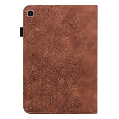 Защитный чехол Deexe Flower Print для Samsung Galaxy Tab A7 Lite (T220/T225) - Brown