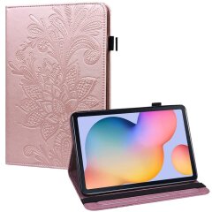 Защитный чехол Deexe Flower Print для Samsung Galaxy Tab S6 lite / S6 Lite (2022/2024) - Rose Gold