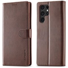 Чехол LC.IMEEKE Wallet Case для Samsung Galaxy S22 Ultra - Dark Brown