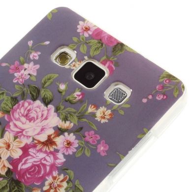 Силиконовая накладка Deexe Pretty Flowers для Samsung Galaxy A3 (A300) - Violet