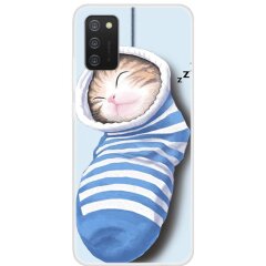 Силиконовый (TPU) чехол Deexe Life Style для Samsung Galaxy A02s (A025) - Cat