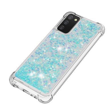 Силиконовый (TPU) чехол Deexe Liquid Glitter для Samsung Galaxy A02s (A025) - Baby Blue