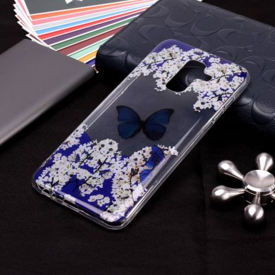 Силиконовый (TPU) чехол Deexe Pretty Glossy для Samsung Galaxy A6+ 2018 (A605) - Blue Butterfly