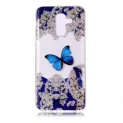 Силиконовый (TPU) чехол Deexe Pretty Glossy для Samsung Galaxy A6+ 2018 (A605) - Blue Butterfly