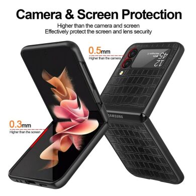 Защитный чехол Deexe Croco Style (FF) для Samsung Galaxy Flip 3 - Red