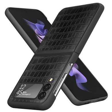 Защитный чехол Deexe Croco Style (FF) для Samsung Galaxy Flip 3 - Grey