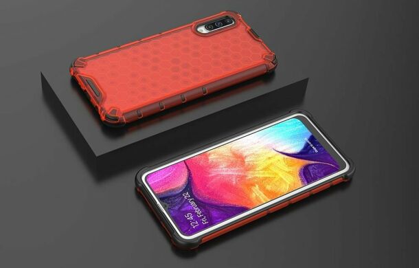 Защитный чехол Deexe Honeycomb Series для Samsung Galaxy A50 (A505) / A30s (A307) / A50s (A507) - Red
