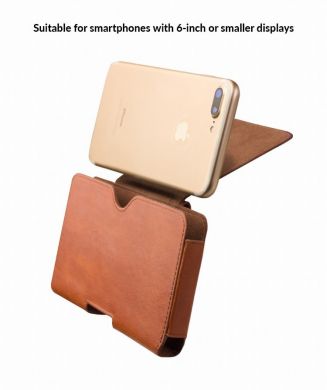 Кожаный чехол на пояс QIALINO Belt Holster для смартфонов - Brown