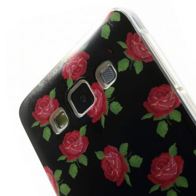 Силиконовая накладка Deexe Pretty Flowers для Samsung Galaxy A3 (A300) - Red