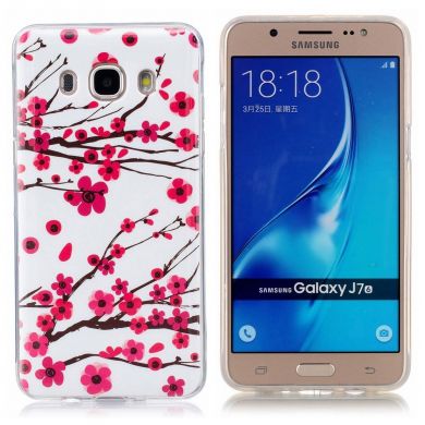 Силиконовый (TPU) чехол Deexe LumiCase для Samsung Galaxy J7 2016 (J710) - Cherry Blossom