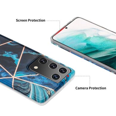 Защитный чехол Deexe Marble Pattern для Samsung Galaxy S21 Ultra - Light Blue