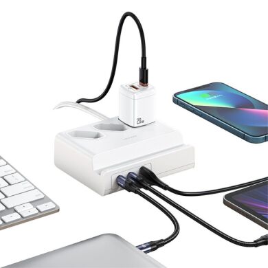 Сетевое зарядное устройство Usams US-CC160 P1 65W Super Si Fast Charging USB Extension Socket - White