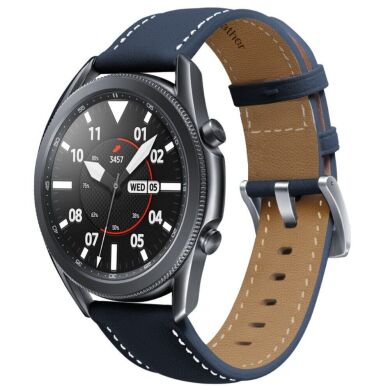 Кожаный ремешок Deexe Genuine Leather для часов с шириной крепления 20мм - Dark Blue