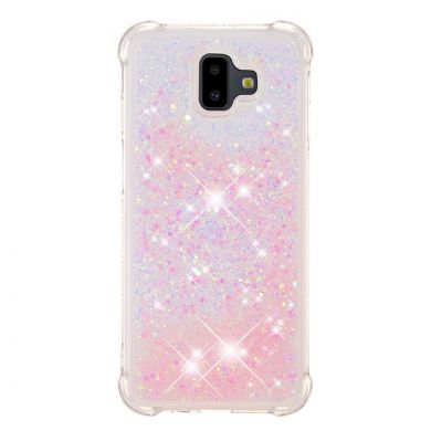 Силиконовый (TPU) чехол Deexe Liquid Glitter для Samsung Galaxy J6+ (J610) - Pink