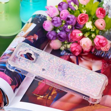 Силиконовый (TPU) чехол Deexe Liquid Glitter для Samsung Galaxy J6+ (J610) - Pink