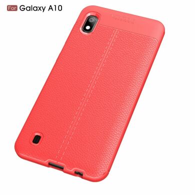 Защитный чехол Deexe Leather Cover для Samsung Galaxy A10 (A105) - Red