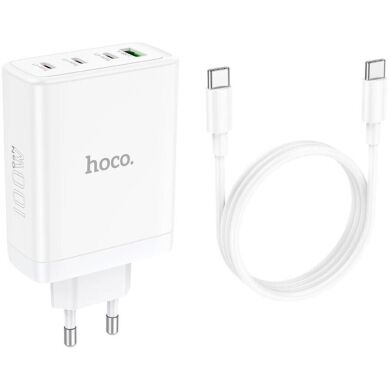Мережевий зарядний пристрій Hoco N31 Leader PD100W + QC3.0 + кабель Type-C to Type-C - White