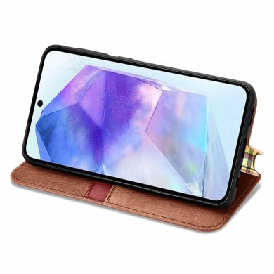 Чехол Deexe Rhombus Wallet для Samsung Galaxy A55 (A556) - Brown