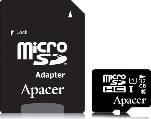 Карта памяти MicroSD APACER 32GB 10 class UHS-I + адаптер