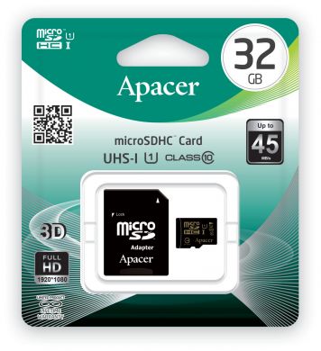 Картка пам`яті MicroSD APACER 32GB 10 class UHS-I + адаптер