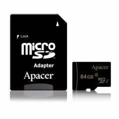 Карта памяти MicroSDXC Apacer 64GB 10 class UHS-I + адаптер