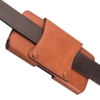 Кожаный чехол на пояс QIALINO Belt Holster для смартфонов - Brown