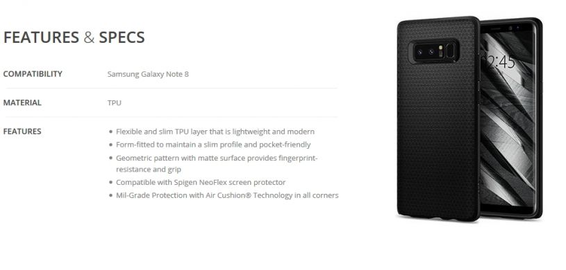 Защитная накладка Spigen SGP Liquid Air для Samsung Galaxy Note 8 (N950)