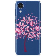 Силиконовый (TPU) чехол Deexe Pretty Glossy для Samsung Galaxy A03 Core (A032) - Pink Flowers