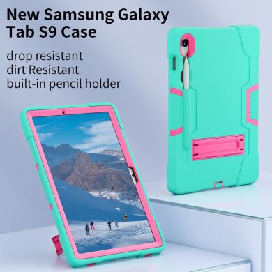 Защитный чехол Deexe Color Kickstand для Samsung Galaxy Tab S9 / S9 FE (X710/716/510) - Red / Black