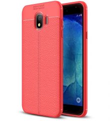 Защитный чехол Deexe Leather Cover для Samsung Galaxy J4 2018 (J400) - Red