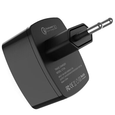 Сетевое зарядное устройство Hoco C70A QC3.0 (1USB, 3A) + кабель MicroUSB - Black